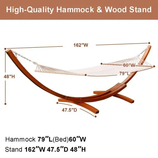 161" Outdoor Swing Wooden Curved Arc Hammock