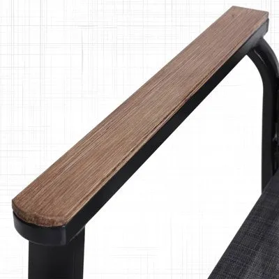 2pk Aluminum Patio Arm Chairs with Wooden Armrests - Captiva Designs