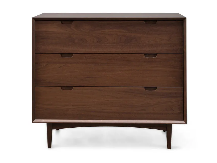 3 Drawer Chest Scandinavian Design - Walnut