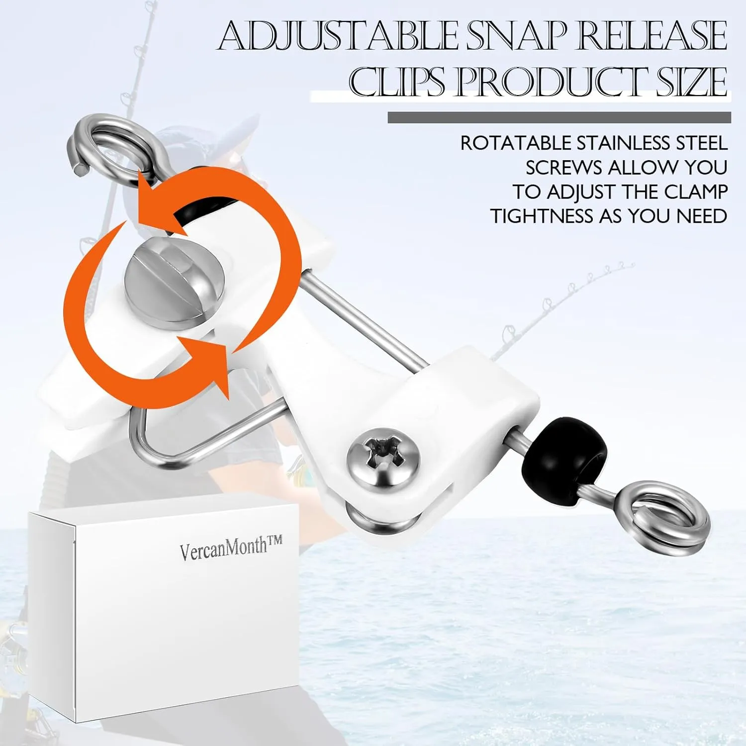 6 Pcs Outrigger Release Clips Downrigger Release Clips with Adjustable Tension Planer Board Clips Downrigger Fishing Kite for Trolling Offshore Fishing Accessories