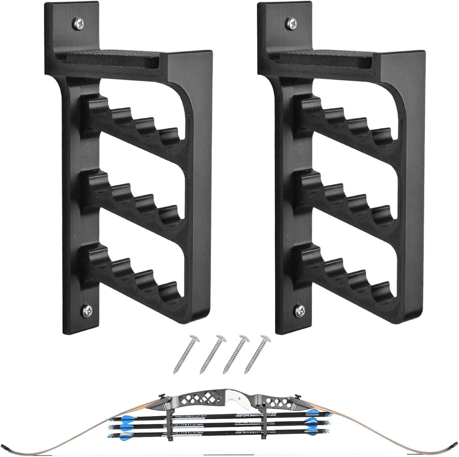Archery Wall-Mounted Arrow Holder - Bow Hanger Rack for Recurve Bow Traditional Longbow, Multi-functional Archery Brackets for Wall in Home