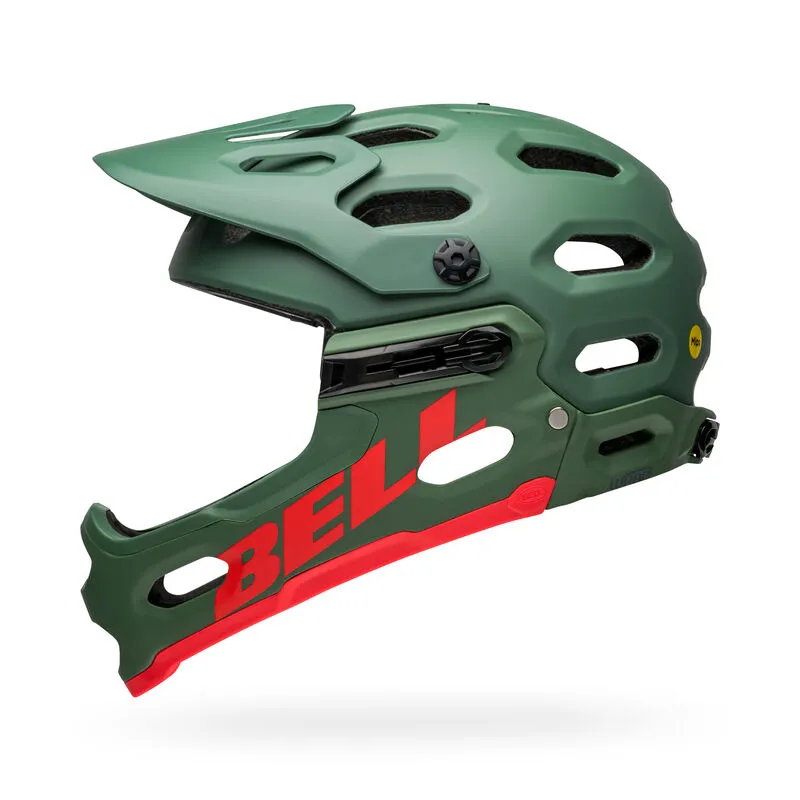 Bell Super 3R (MIPS) MTB Helmet - Matt Dark Green / Infrared