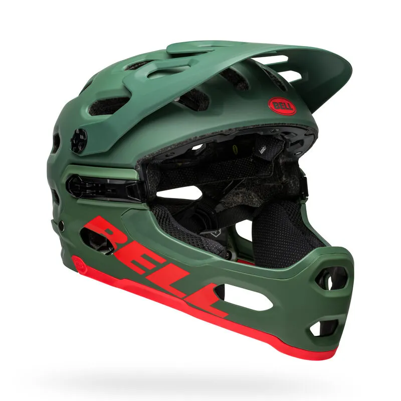 Bell Super 3R (MIPS) MTB Helmet - Matt Dark Green / Infrared
