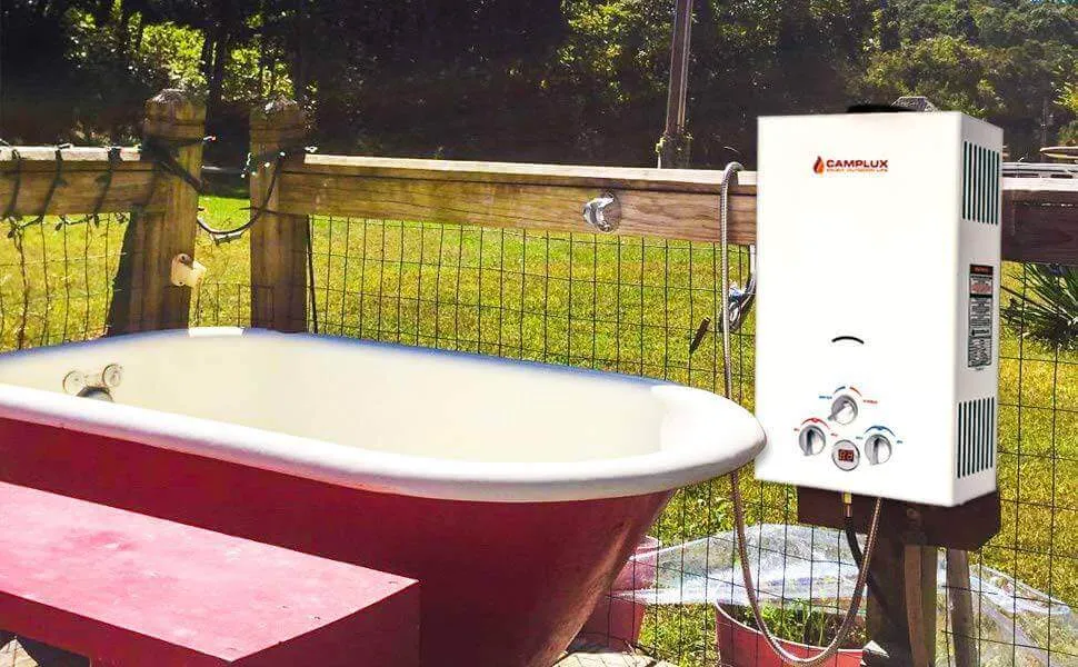Camplux 10L Propane Portable Outdoor Tankless Water Heater - White