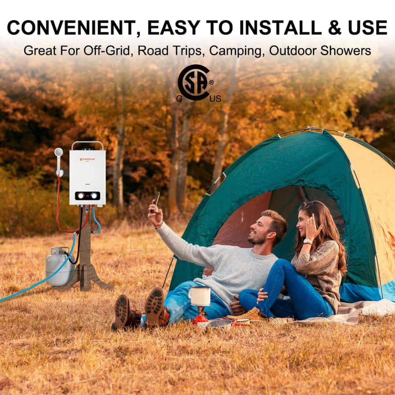Camplux 6L 1.58 GPM Propane Outdoor Portable Tankless Water Heater - White