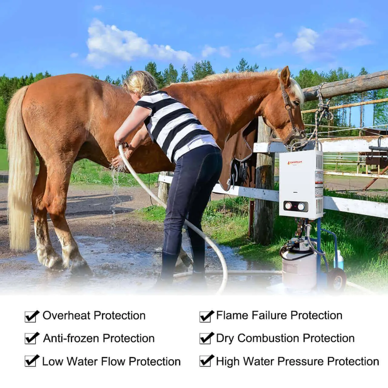 Camplux 6L 1.58 GPM Propane Outdoor Portable Tankless Water Heater - White