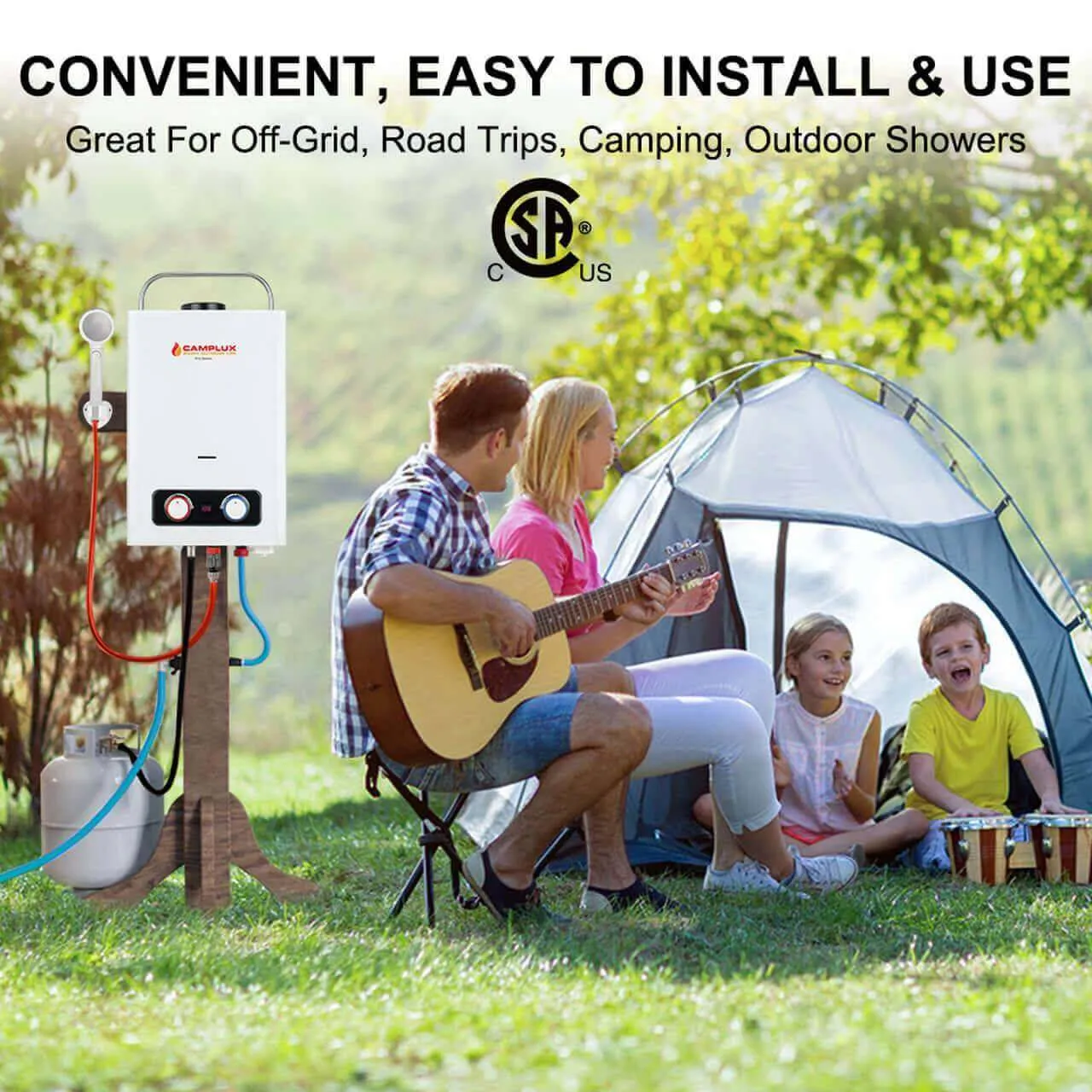 Camplux 6L 1.58 GPM Propane Outdoor Portable Tankless Water Heater - White