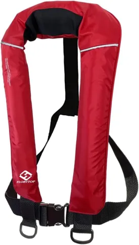 Compact USCG 150N Buoyancy PFD Outdoor Life Vest Automatic/Manual Inflatable Life Jacket PFD with 33g CO2 Cartridge (Red, Automatic)
