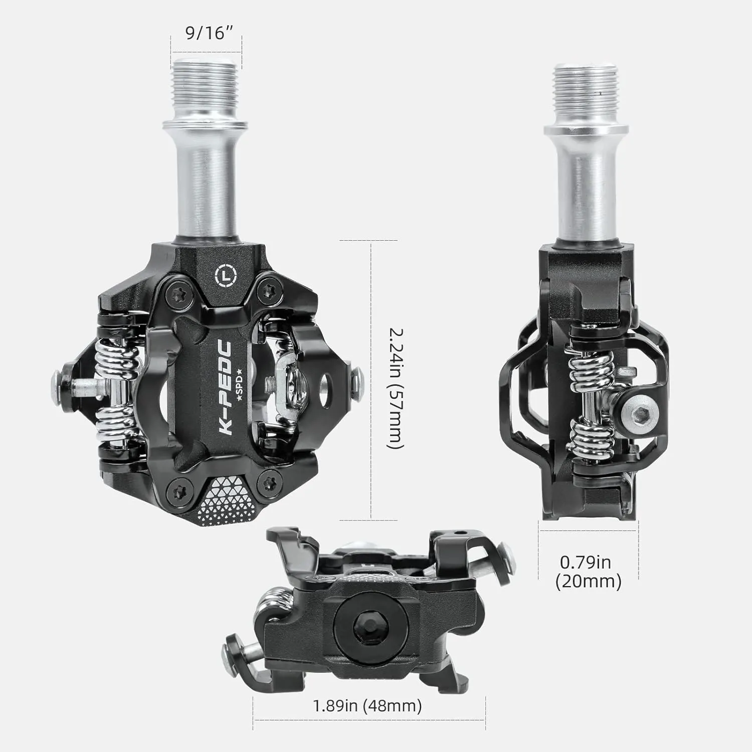 Compatible Clipless MTB Mountain Bike Pedal Dual Sided Lightweight Aluminum 9/16 Platform Bicycle Pedals with Cleats for Road