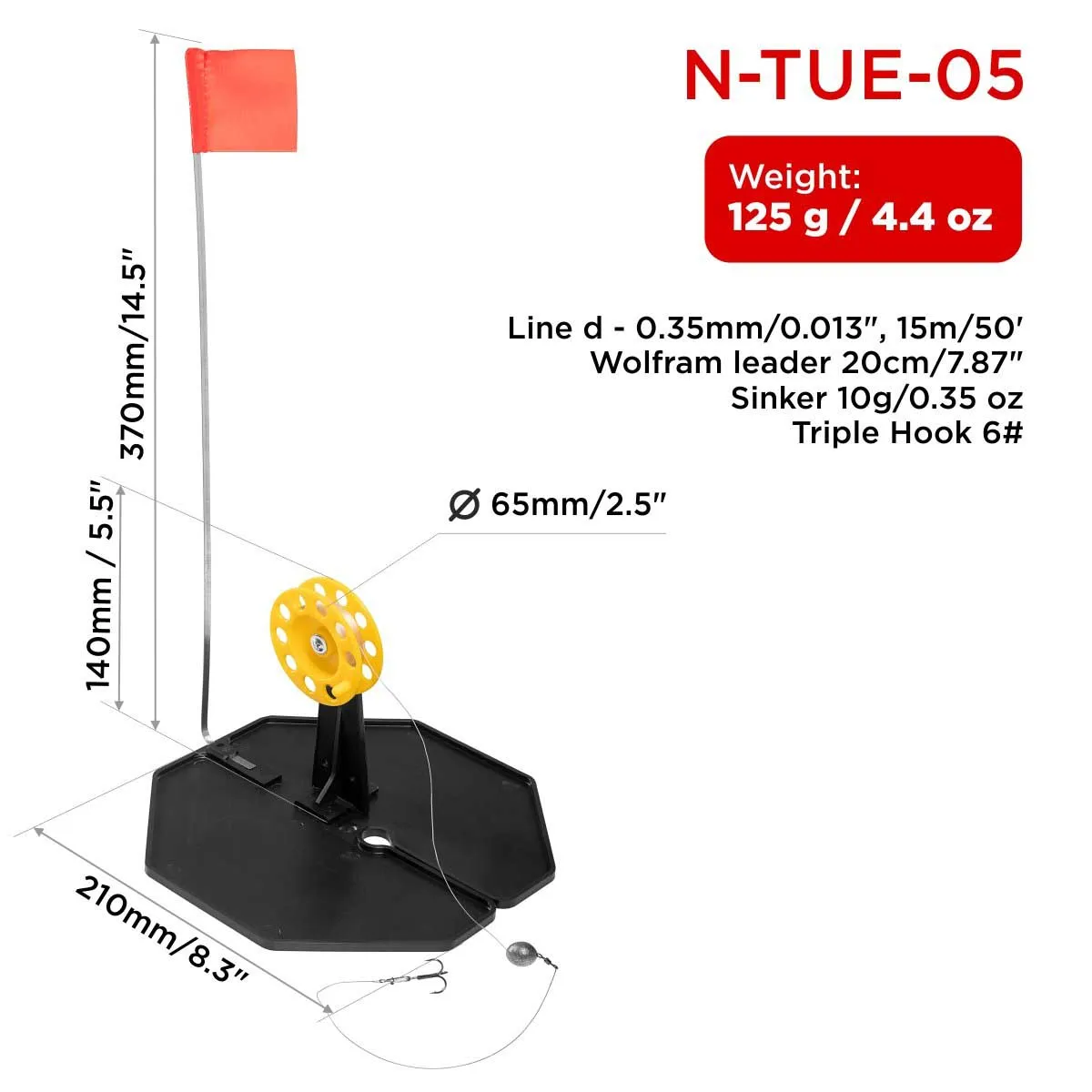 Equipped Tip-up Pop-Up Integrated Hole-Cover Easy to Clip 50 ft