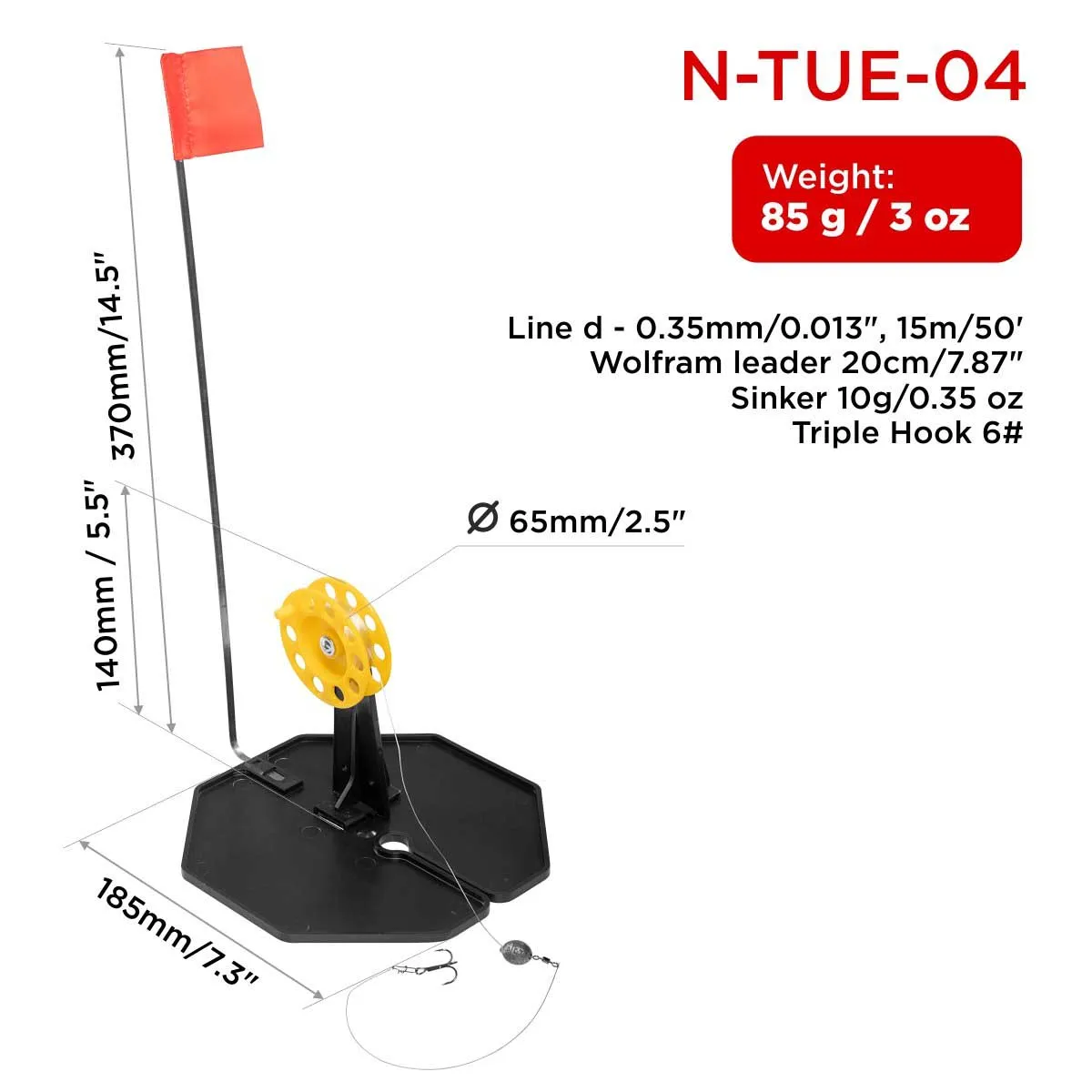 Equipped Tip-up Pop-Up Integrated Hole-Cover Easy to Clip 50 ft