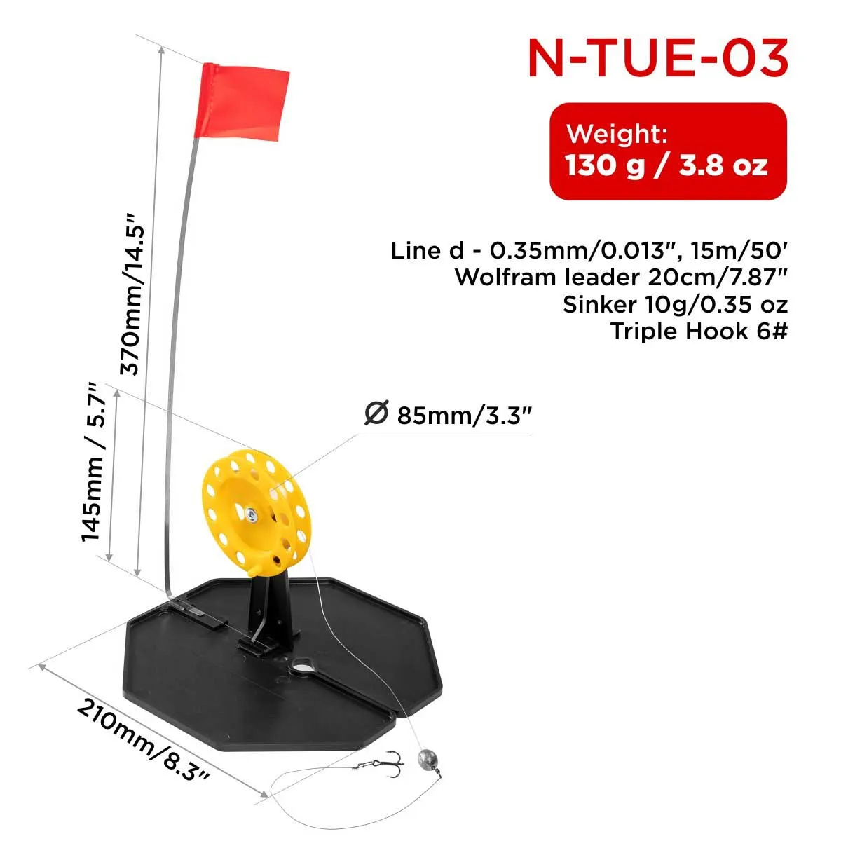 Equipped Tip-up Pop-Up Integrated Hole-Cover Easy to Clip 50 ft