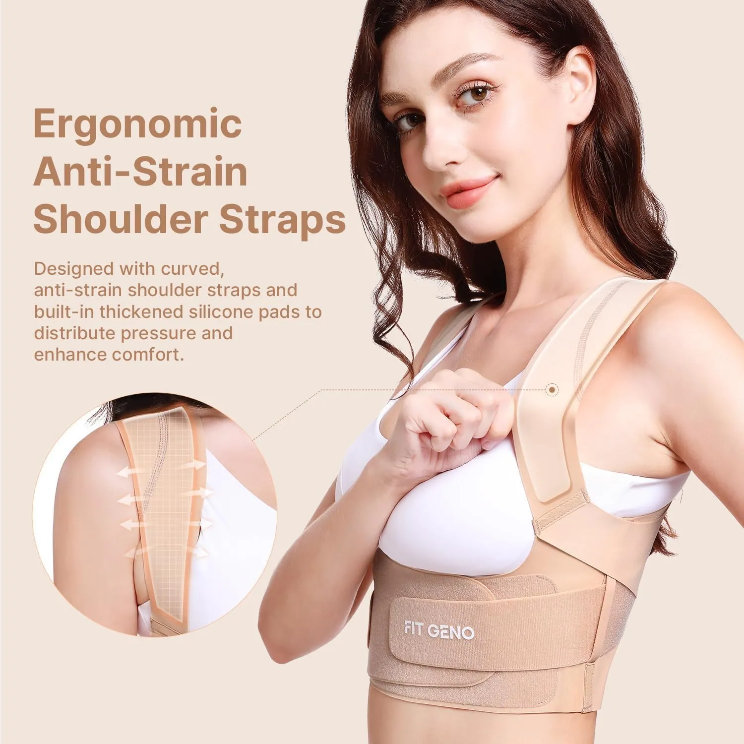 Fit Geno Posture Corrector for Women Invisilite: Invisible Lightweight Back Brace for Neck Shoulder & Upper Back Pain Relief - Improve Posture Correct Hunchback Slouching Under Clothes Large