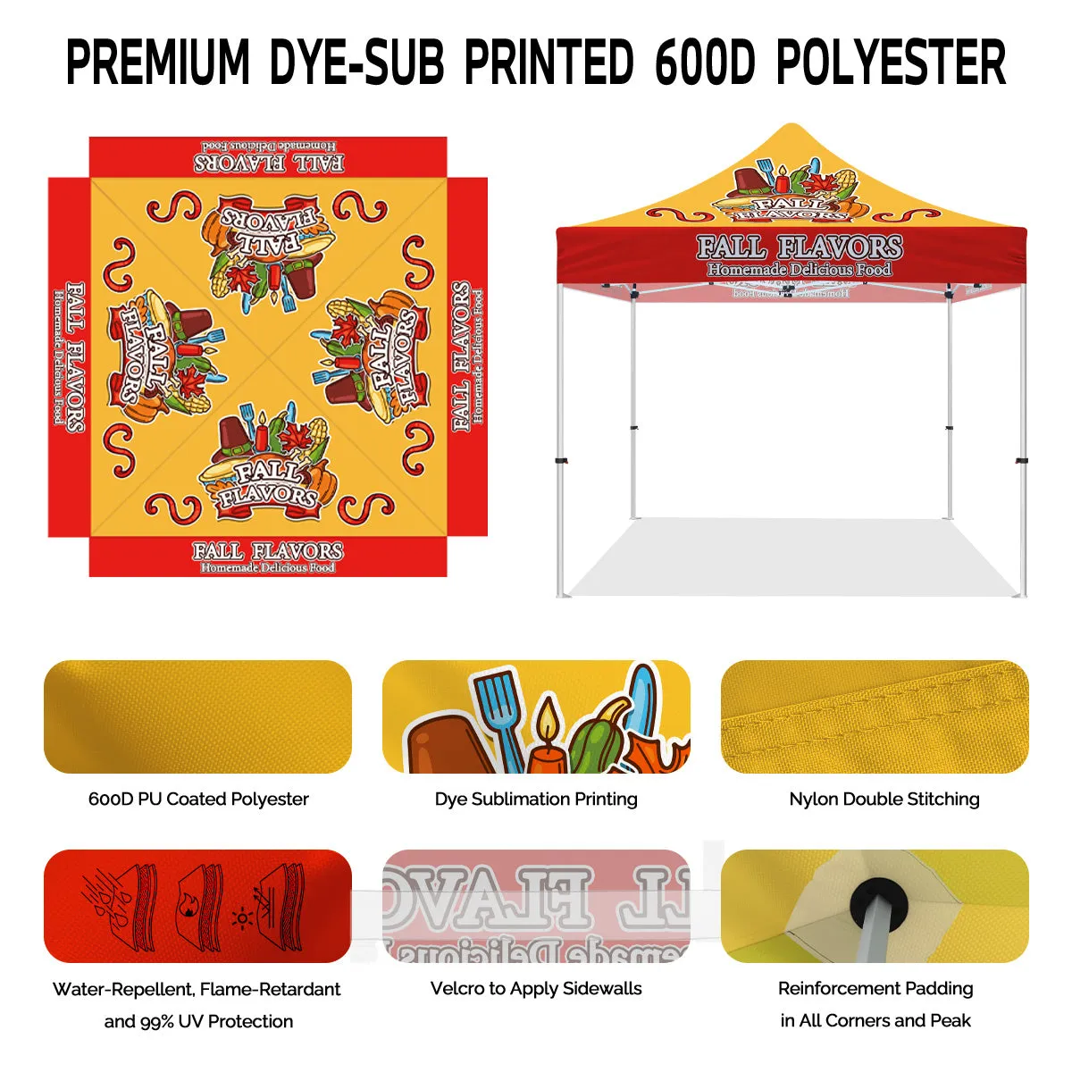 Food Pop Up tent- Fall Flavors 10x10 Pop Up Canopy Tent