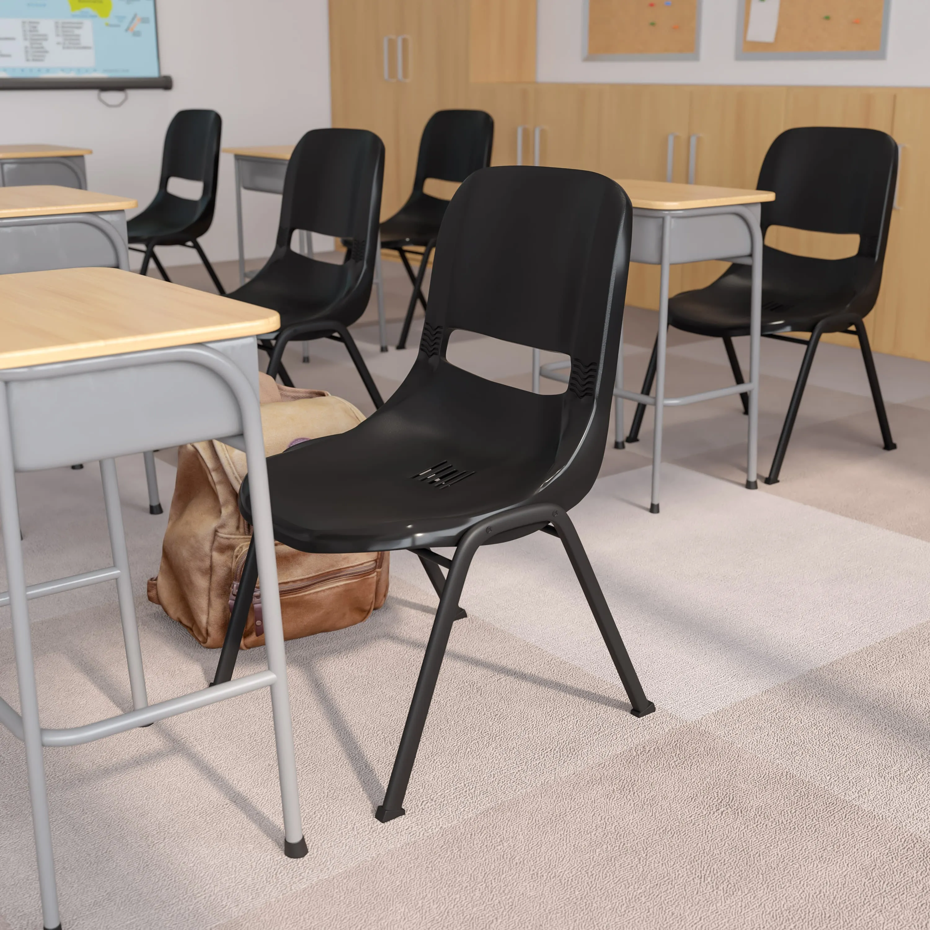 HERCULES Series 880 lb. Capacity Ergonomic Shell Stack Chair with Metal Frame