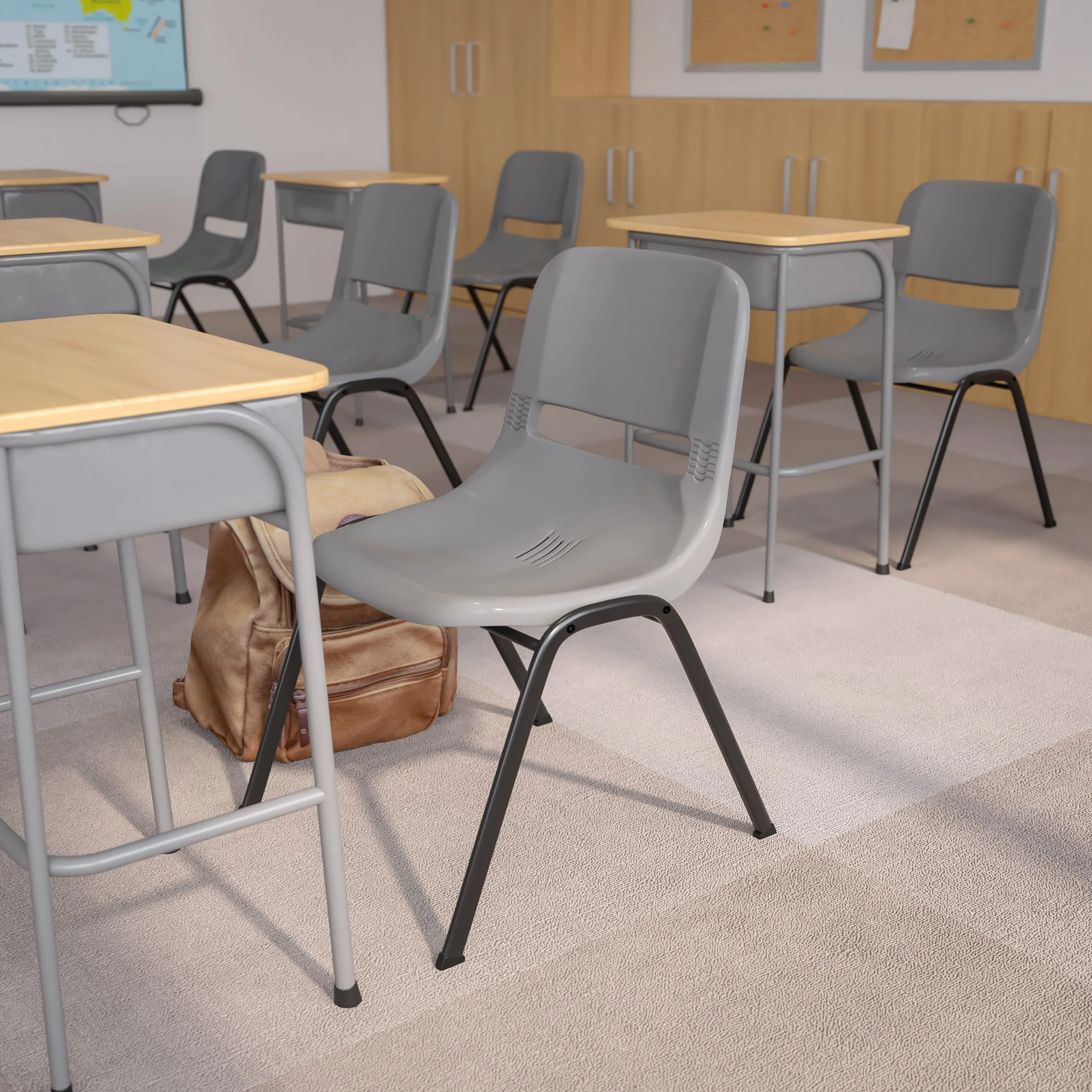HERCULES Series 880 lb. Capacity Ergonomic Shell Stack Chair with Metal Frame