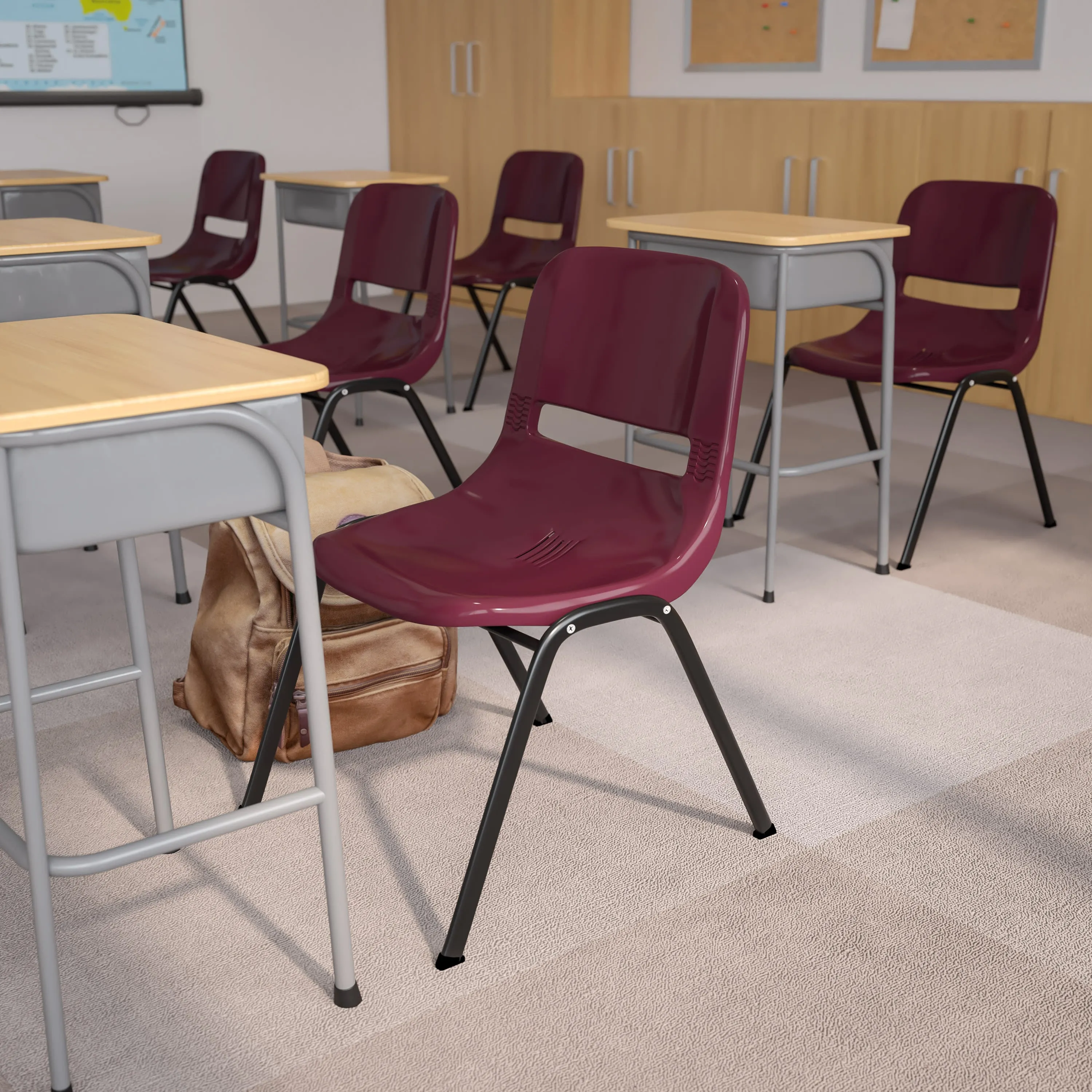 HERCULES Series 880 lb. Capacity Ergonomic Shell Stack Chair with Metal Frame