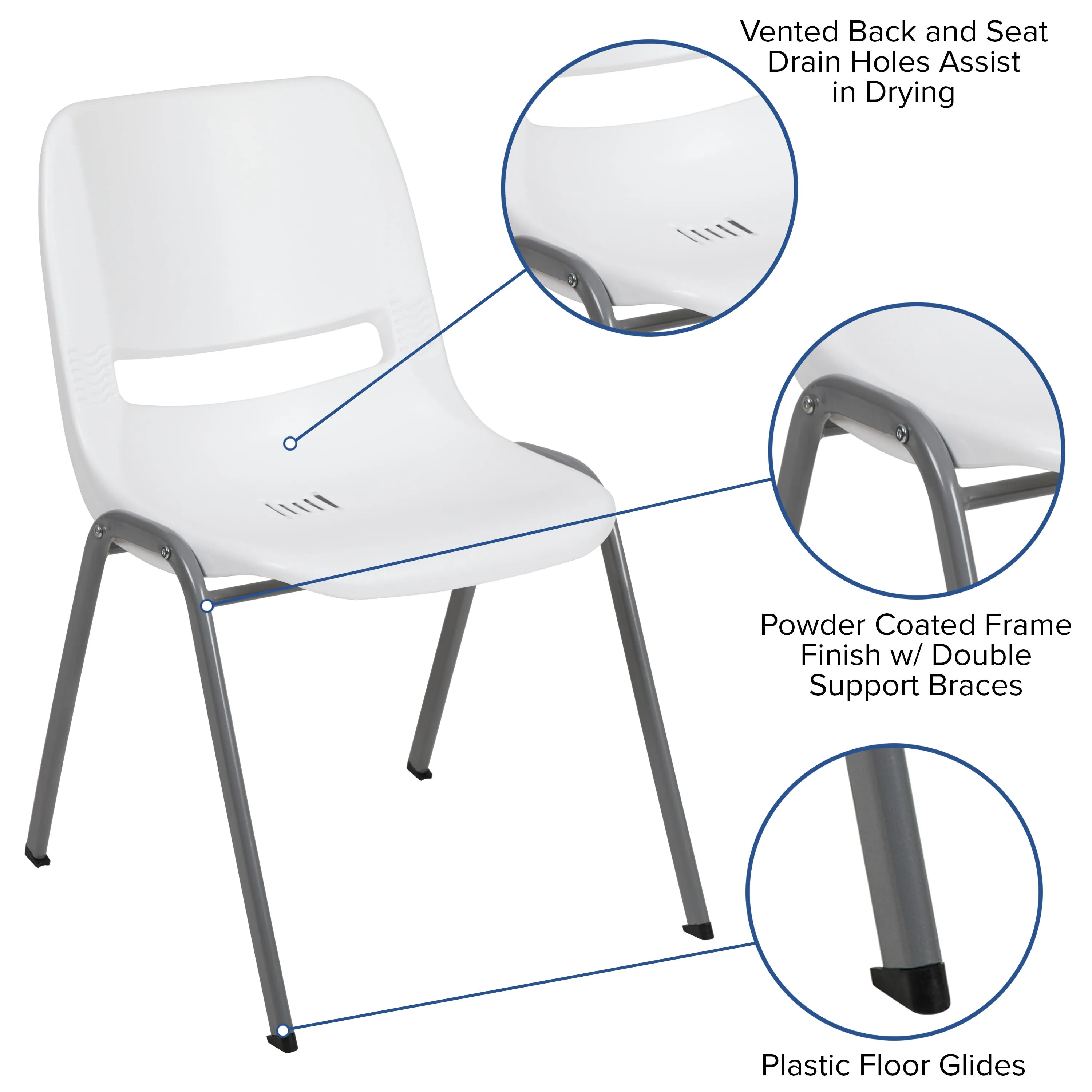 HERCULES Series 880 lb. Capacity Ergonomic Shell Stack Chair with Metal Frame