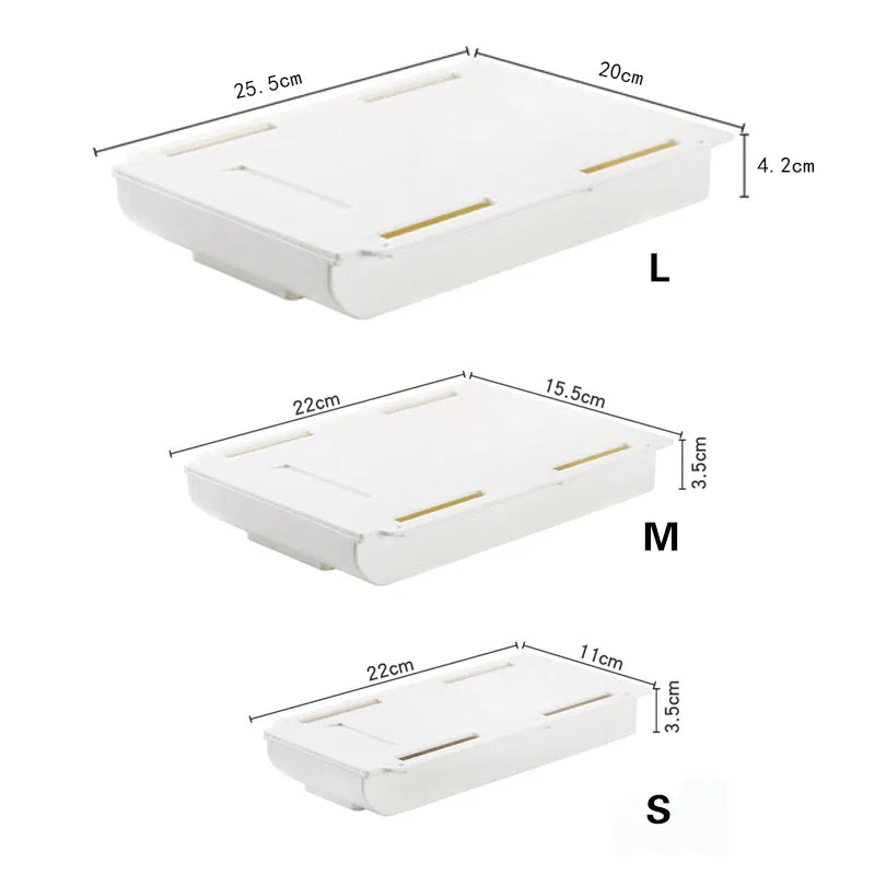 Home Organizer Box Drawer Storage Box Self Stick Pencil Tray Stand for Pens under Desk Storage Drawer Hidden Table Drawer Box