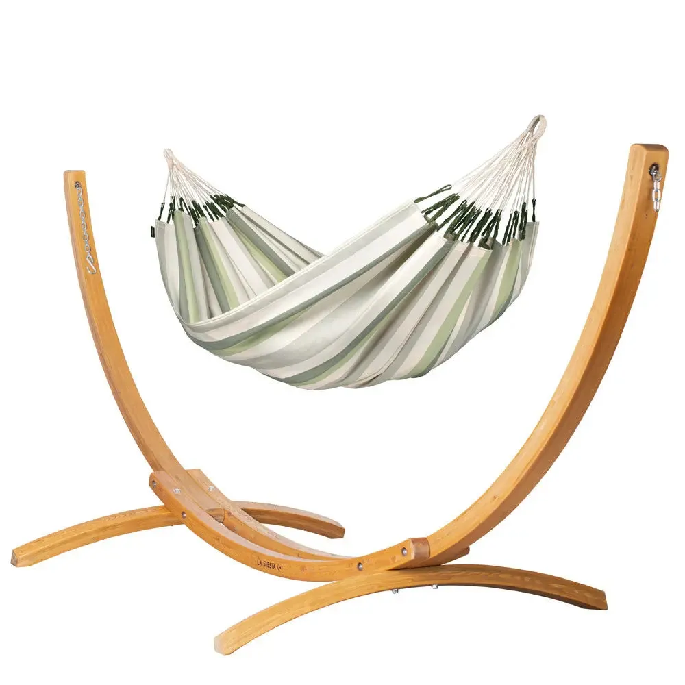 LA SIESTA Brisa Double Classic Swing Hammock with Wooden Stand (W 160 cm)