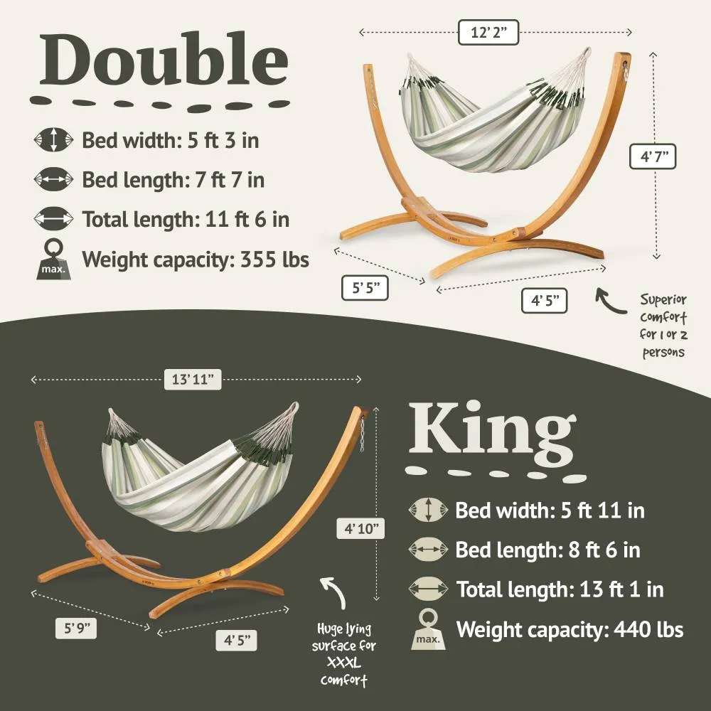 LA SIESTA Brisa Double Classic Swing Hammock with Wooden Stand (W 160 cm)