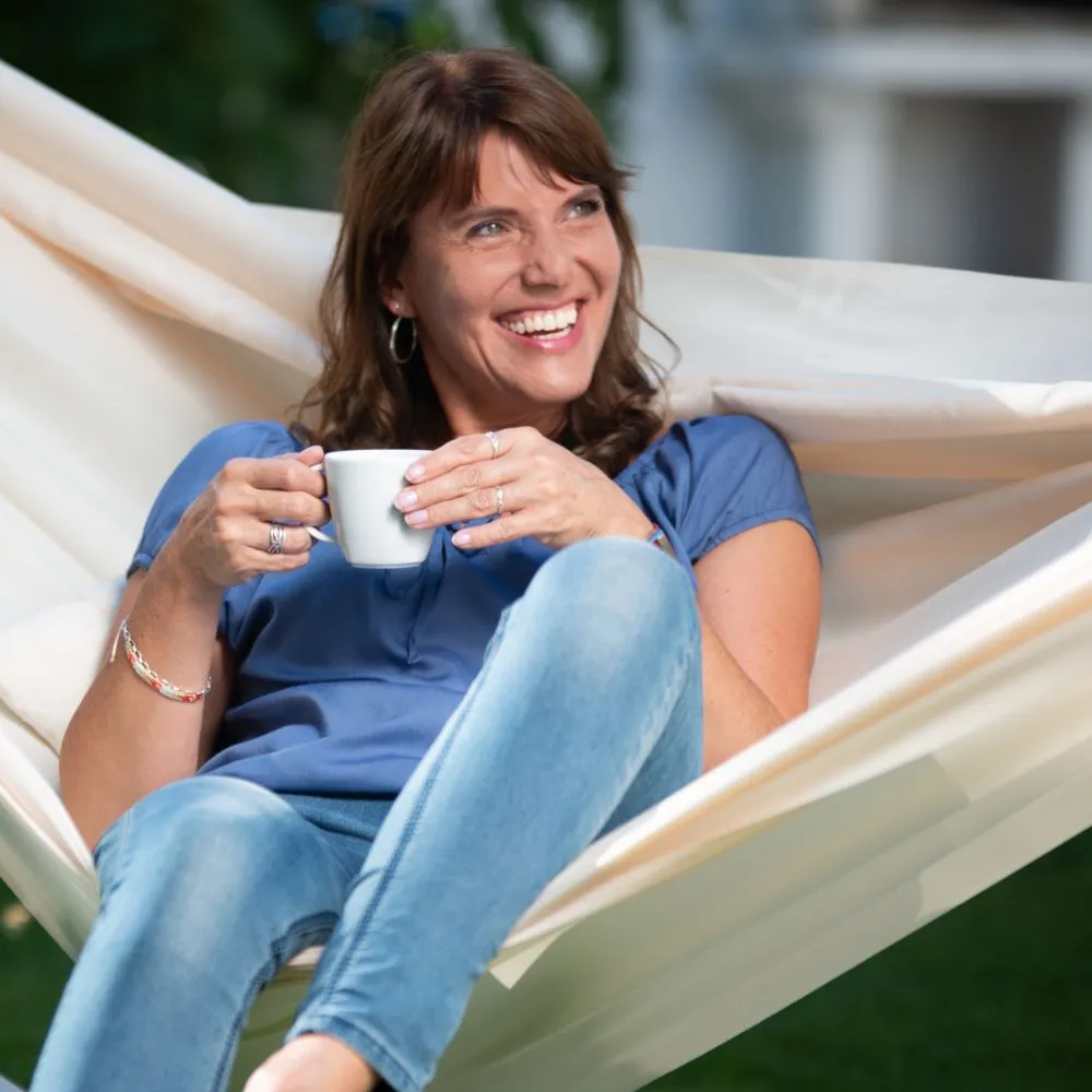 LA SIESTA Brisa Double Classic Swing Hammock with Wooden Stand (W 160 cm)