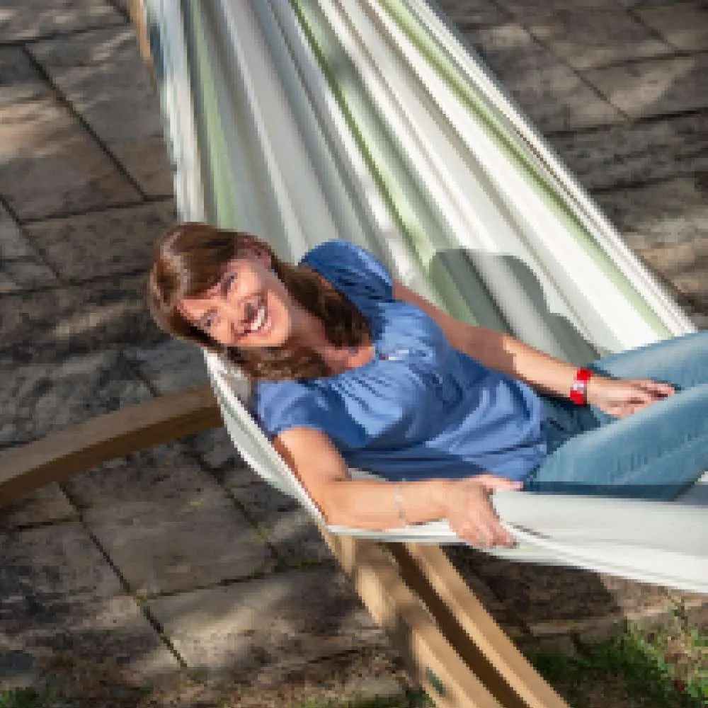 LA SIESTA Brisa Double Classic Swing Hammock with Wooden Stand (W 160 cm)