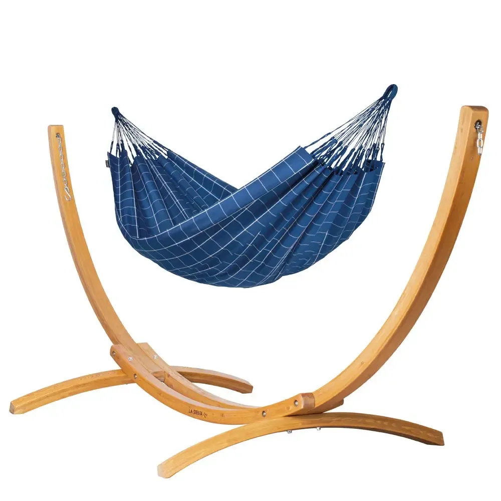 LA SIESTA Brisa Double Classic Swing Hammock with Wooden Stand (W 160 cm)
