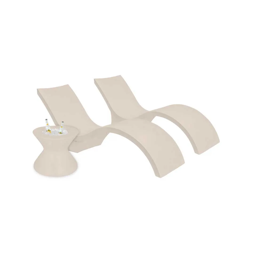 Ledge Lounger Outdoor Oasis Deep Bundle - In-Pool & Patio Furniture (2 Signature Deep Chaise Loungers & Tall Ice Bin)