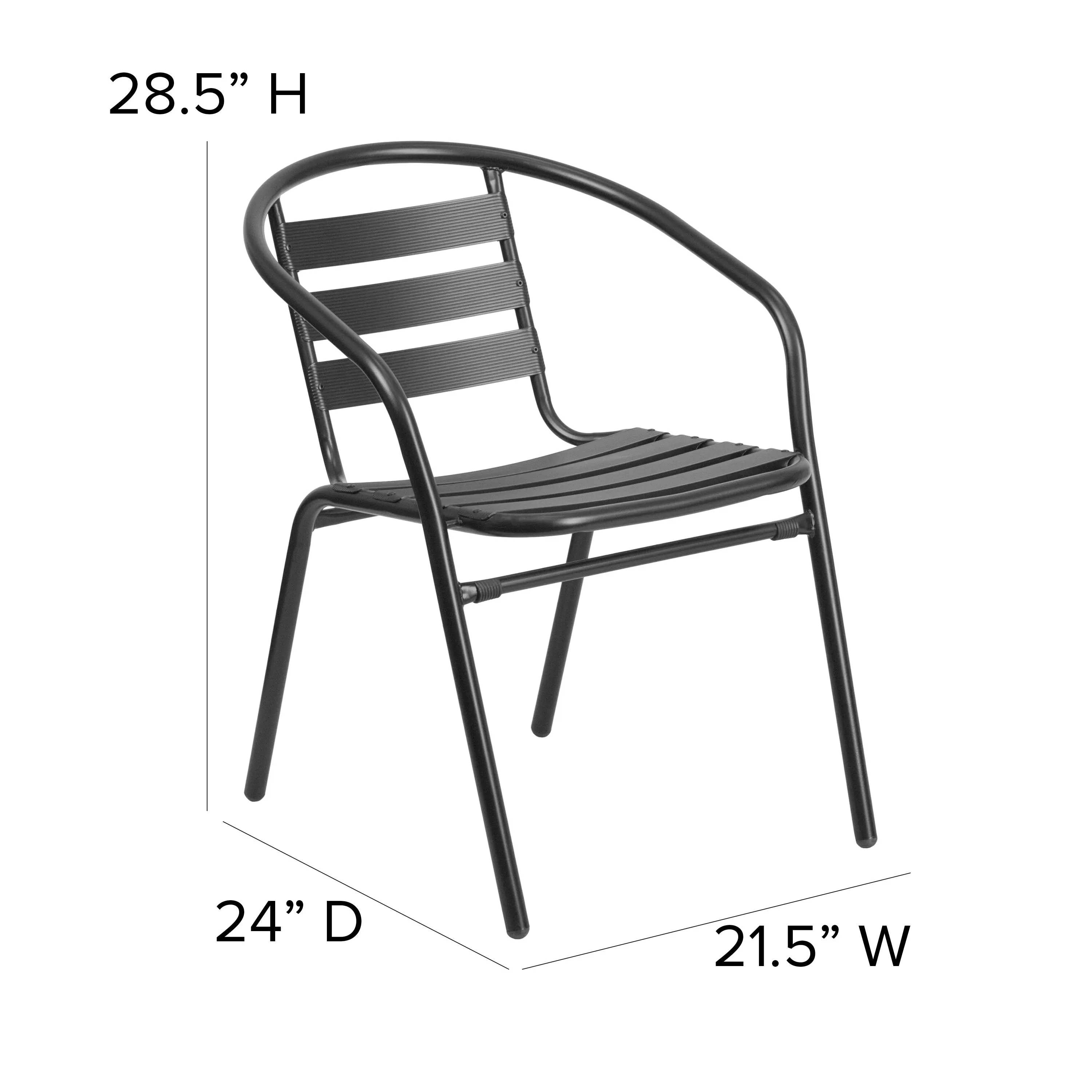 Lila 23.5'' Round Aluminum Indoor-Outdoor Table Set with 2 Slat Back Chairs