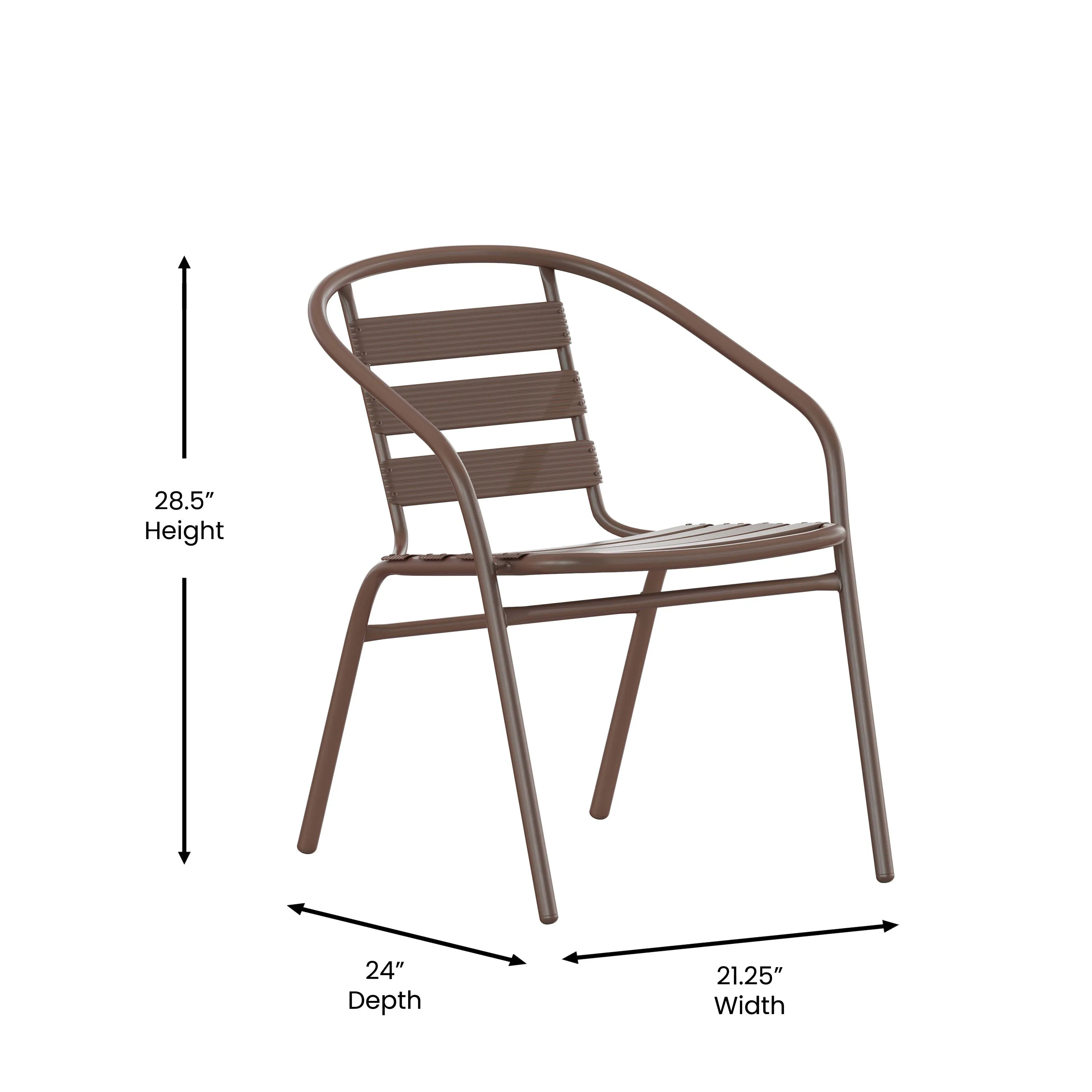 Lila 27.5'' Square Aluminum Indoor-Outdoor Table Set with 4 Slat Back Chairs