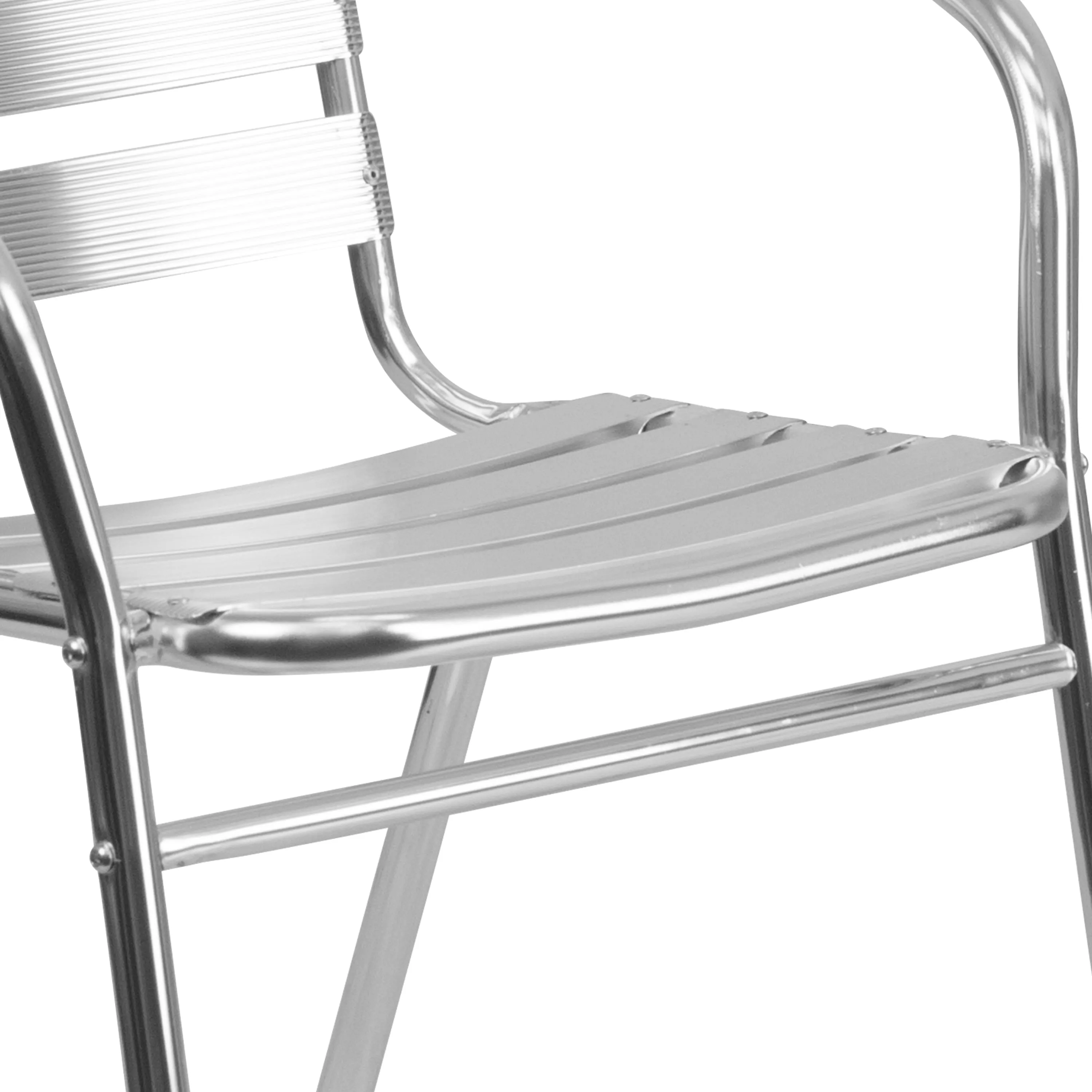 Lila 27.5'' Square Aluminum Indoor-Outdoor Table Set with 4 Slat Back Chairs