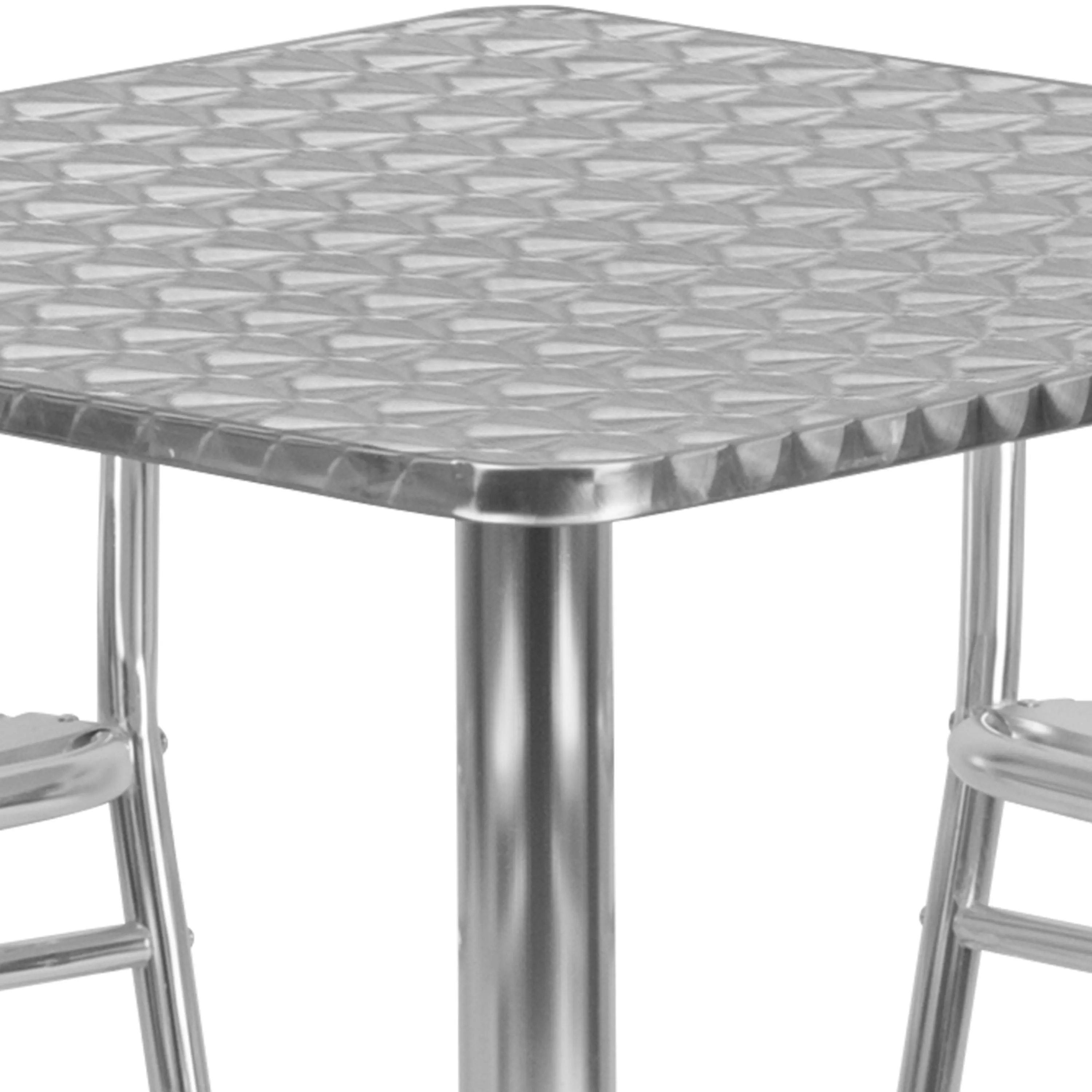 Lila 27.5'' Square Aluminum Indoor-Outdoor Table Set with 4 Slat Back Chairs