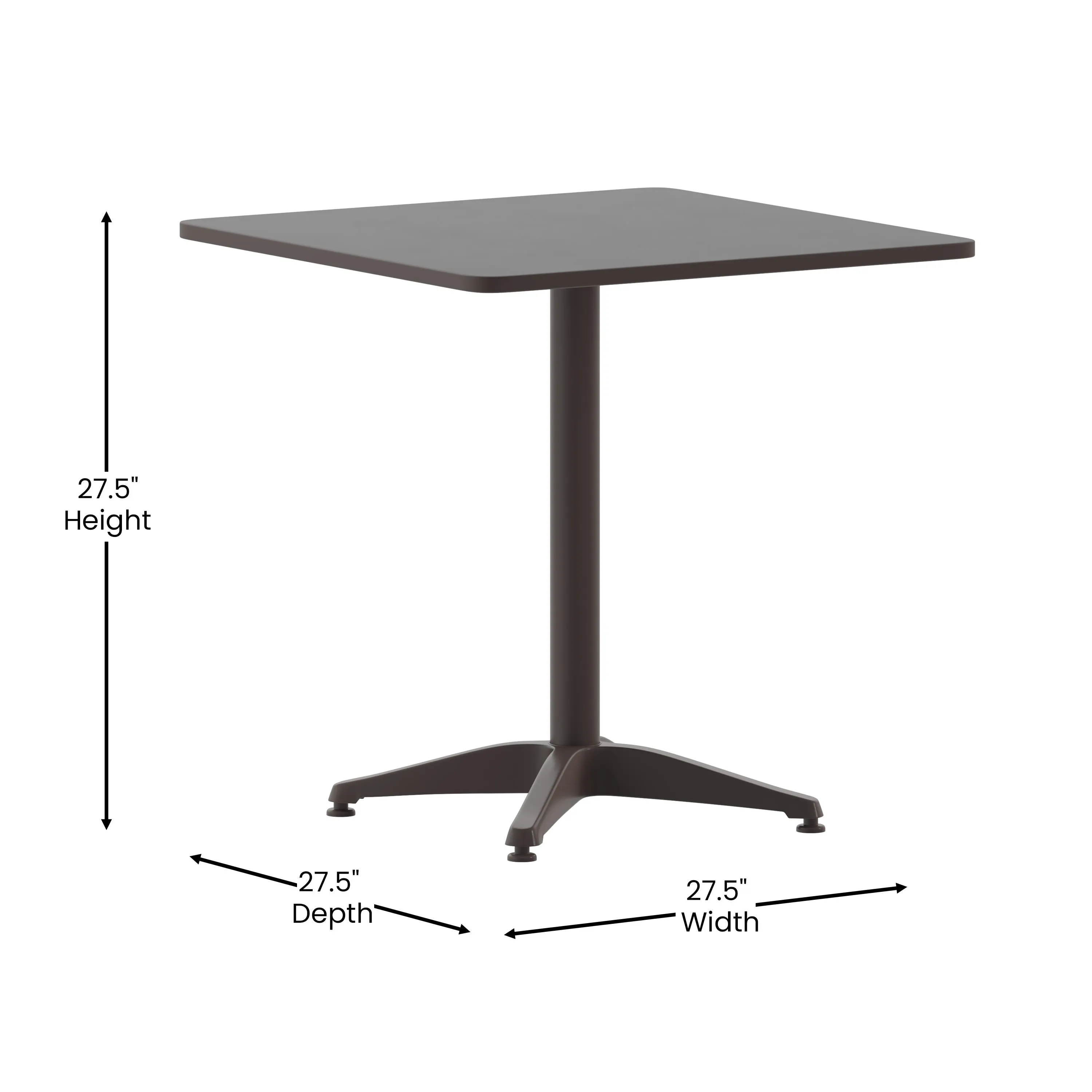 Lila 27.5'' Square Aluminum Indoor-Outdoor Table Set with 4 Slat Back Chairs