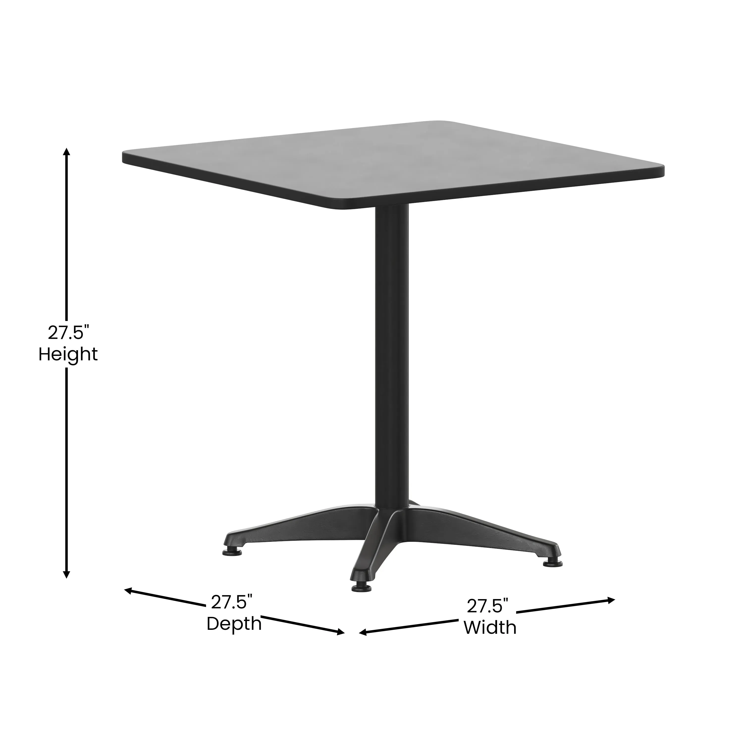 Lila 27.5'' Square Aluminum Indoor-Outdoor Table Set with 4 Slat Back Chairs