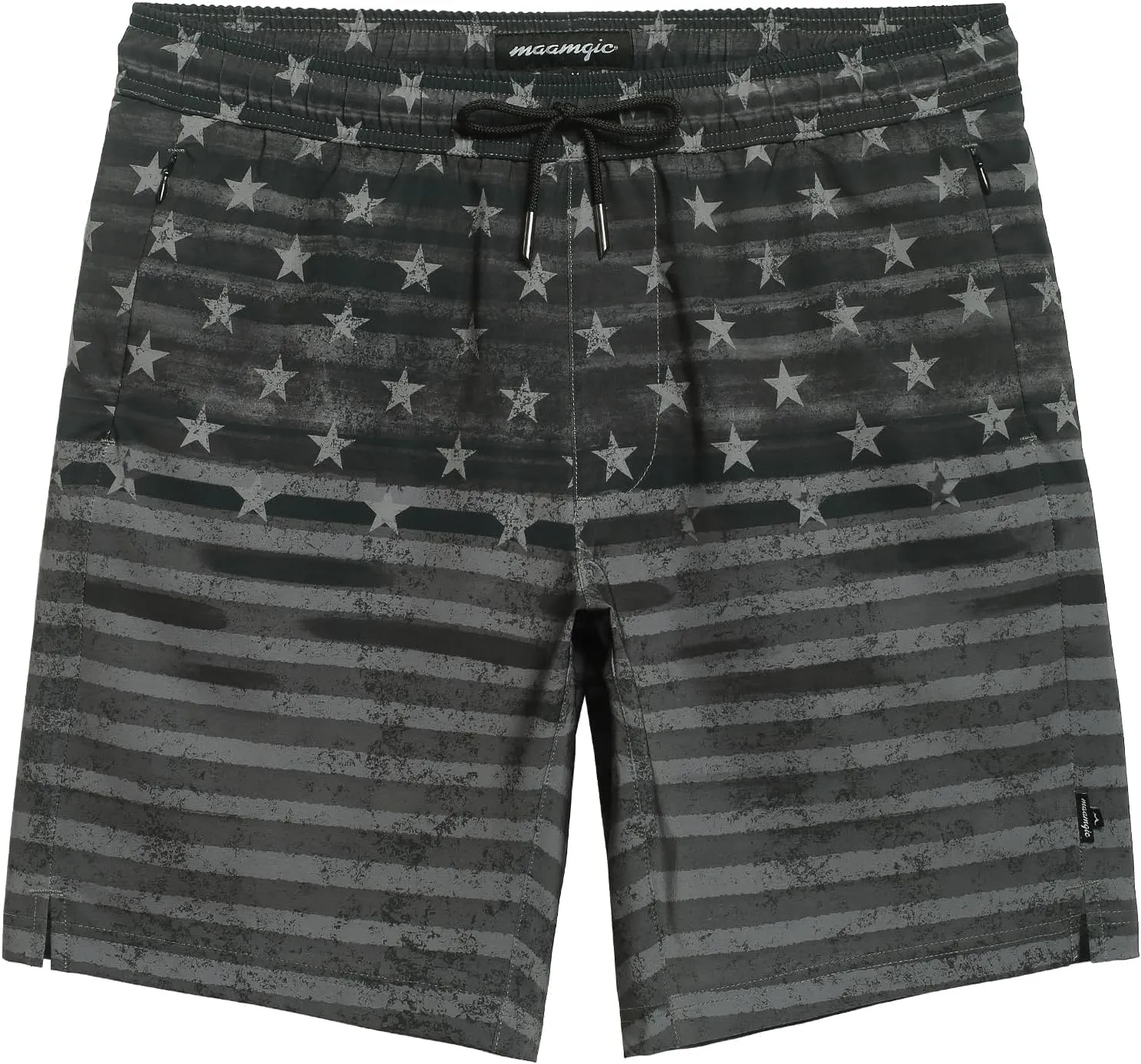 maamgic Mens Swim Trunks 9 Inch with Mesh Lining Bathing Suit Stretch Board Shorts with Zip Pockets for Swimming Shark