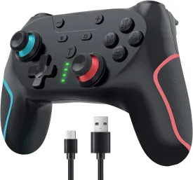 Matbip Wireless Controller for Switch/Switch Lite/Switch OLED, Wireless controller with 2 back buttons, 3-level TURBO adjustable(blue&red)