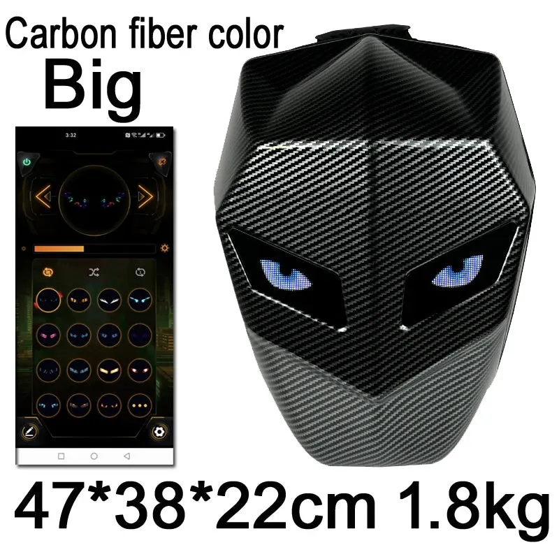 Motorcycle Backpack with LED EYE - DIY Riding Bag with APP Control, Hard Shell, Rainproof, Fits 14-Inch Notebook