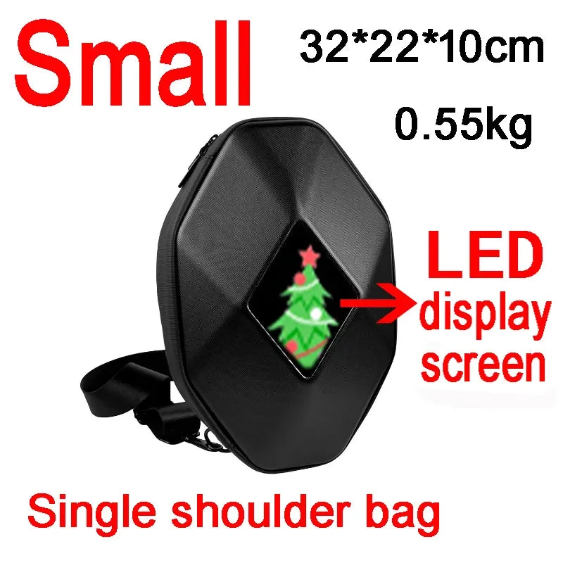 Motorcycle Backpack with LED EYE - DIY Riding Bag with APP Control, Hard Shell, Rainproof, Fits 14-Inch Notebook