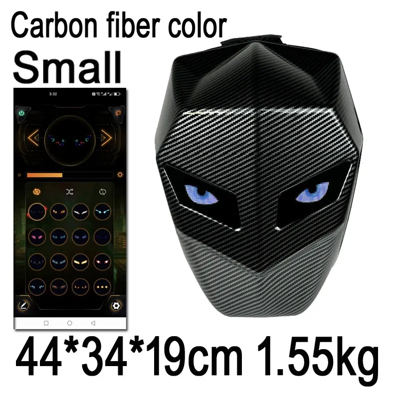 Motorcycle Backpack with LED EYE - DIY Riding Bag with APP Control, Hard Shell, Rainproof, Fits 14-Inch Notebook