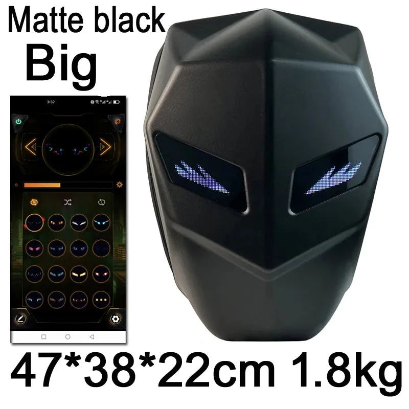 Motorcycle Backpack with LED EYE - DIY Riding Bag with APP Control, Hard Shell, Rainproof, Fits 14-Inch Notebook
