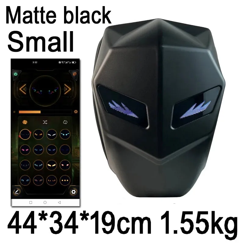 Motorcycle Backpack with LED EYE - DIY Riding Bag with APP Control, Hard Shell, Rainproof, Fits 14-Inch Notebook