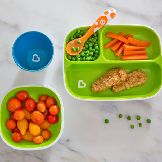 Munchkin Splash Toddler Divided Plates, Blue/Green, 2 Pack
