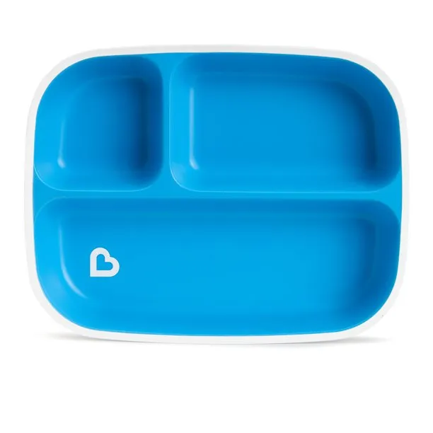 Munchkin Splash Toddler Divided Plates, Blue/Green, 2 Pack