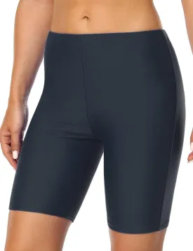 Mycoco Women's Long Bike Swim Shorts UPF 50  Swim Bottom Multi-Functional Board Shorts Rash Guard