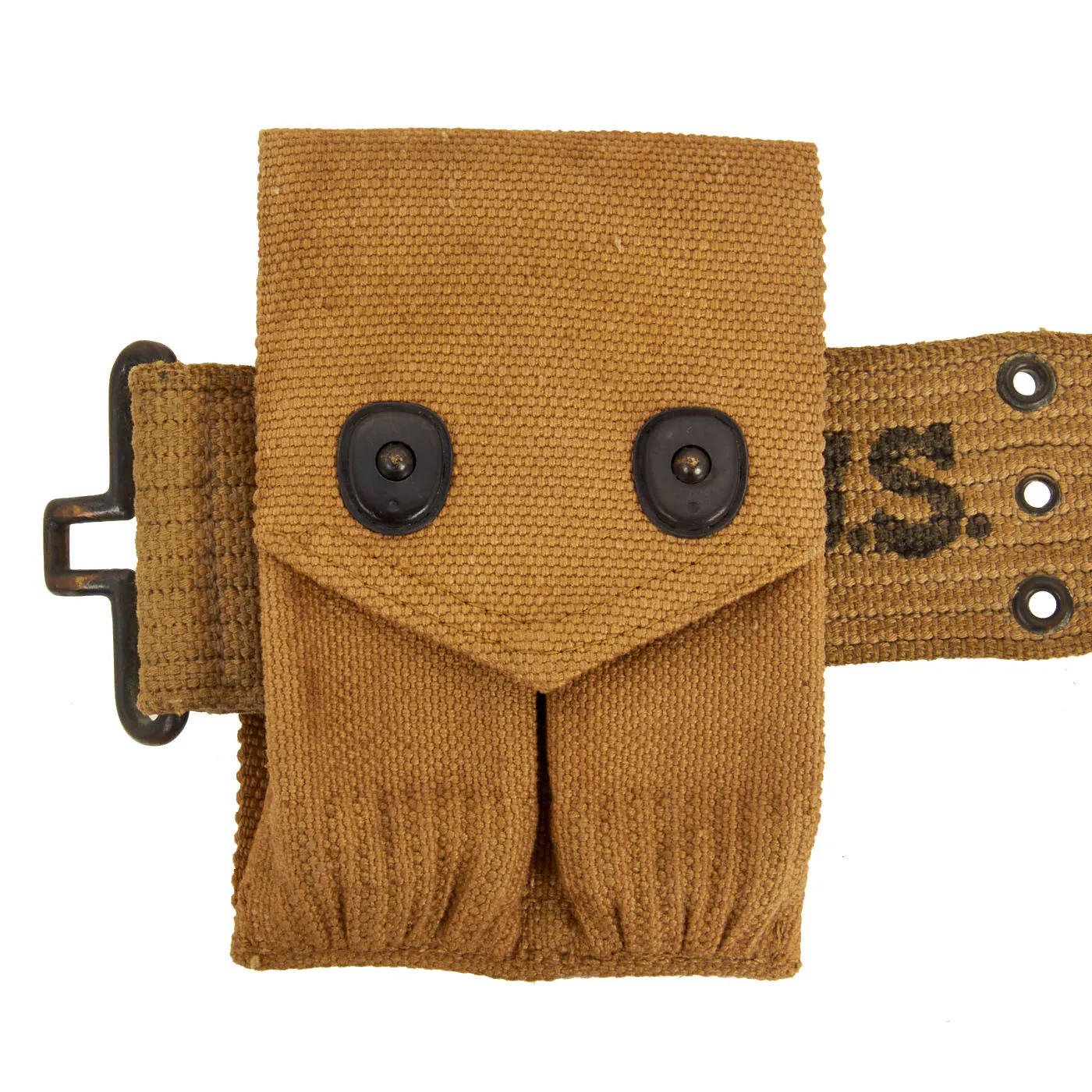 Original U.S. Early WWII Officer’s M1936 Pistol Belt, M1911 Holster, WWI Magazine Pouch & 1942 Dated M-1910 First Aid Pouch with Carlisle Bandage
