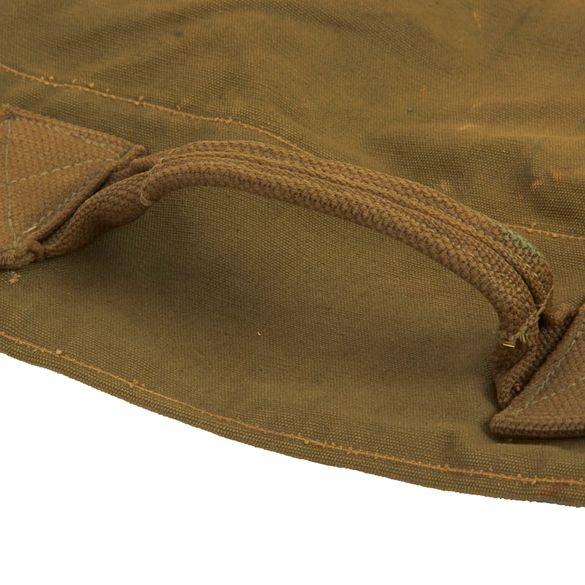 Original U.S. WWI and WWII M-1923 Cartridge Belt Rig With Canteen Lot Featuring WWI M1909 Revolver Holster, M1916 Holster and Named / Painted Sea Bag - 5 Items