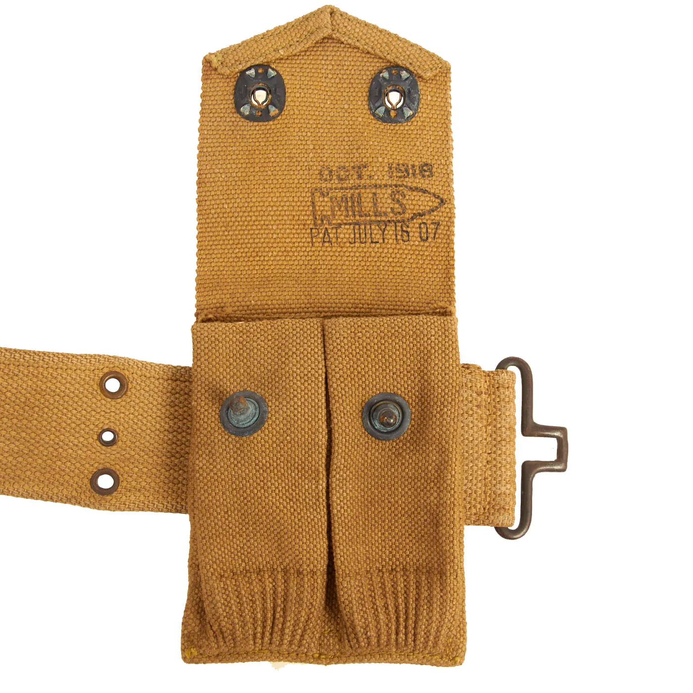 Original U.S. WWII Officer M1936 Pistol Belt, M1911 Holster and WWI Magazine Pouch