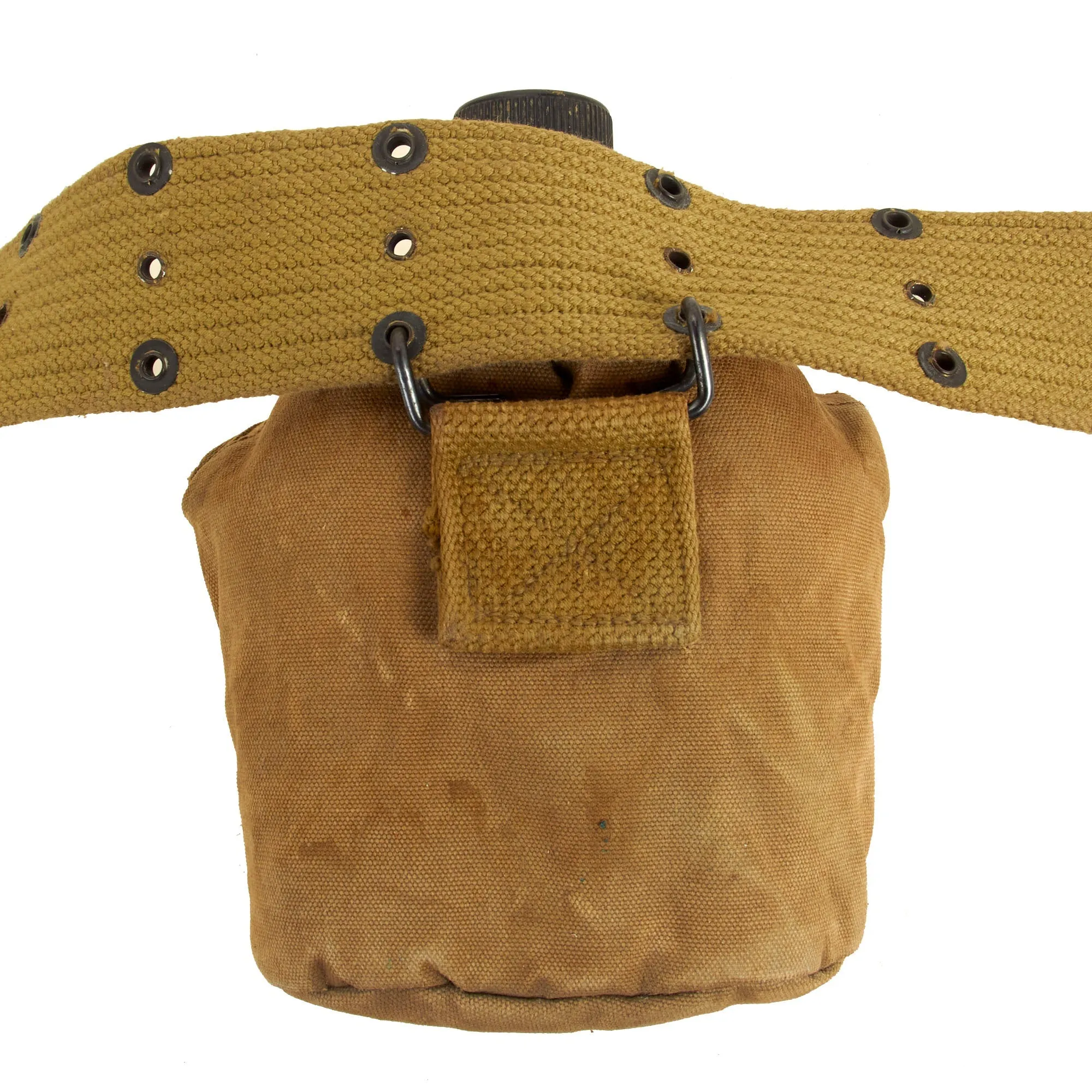 Original U.S. WWII Officer M1936 Pistol Belt, M1911 Holster by Rare Maker, Magazine Pouch, British Made First Aid Pouch WITH Box & Bandage and M1910 Canteen Set