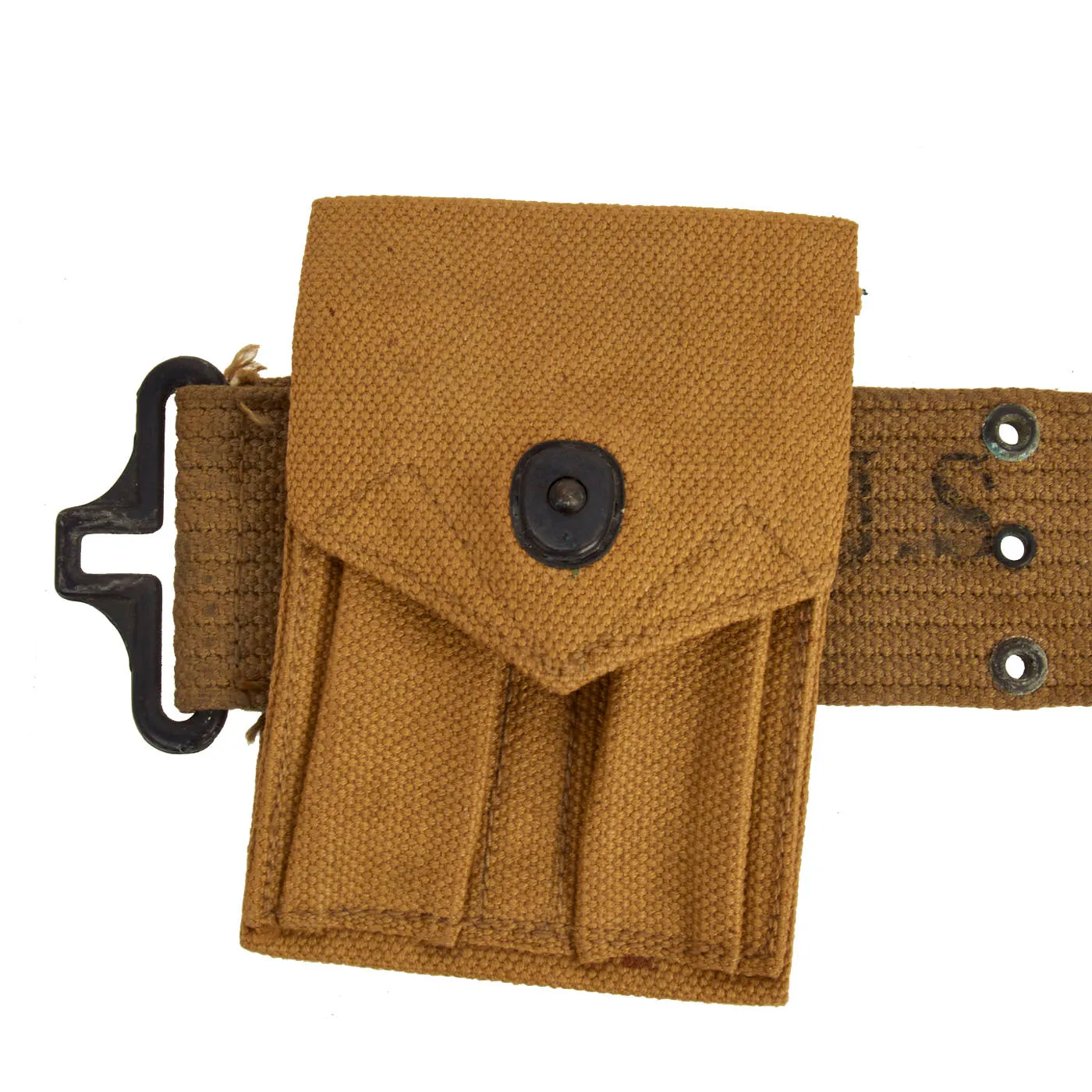 Original U.S. WWII Officer M1936 Pistol Belt, M1911 Holster, Magazine Pouch & Canteen Pouch With Canteen and Cup